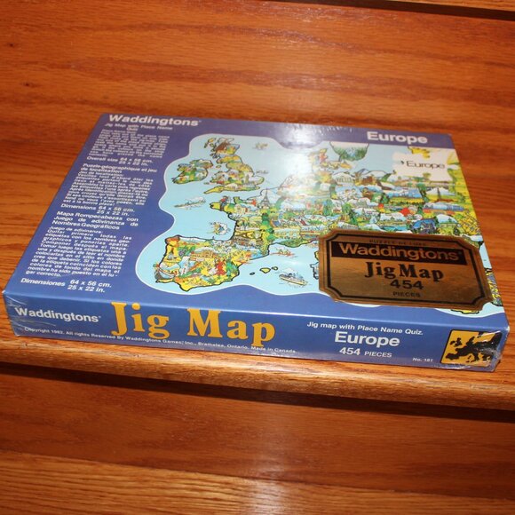 3/$88❤️sealed 1982 Europe Jig Map Waddingtons Puzzle Jig Map Place Name Quiz - Picture 1 of 6